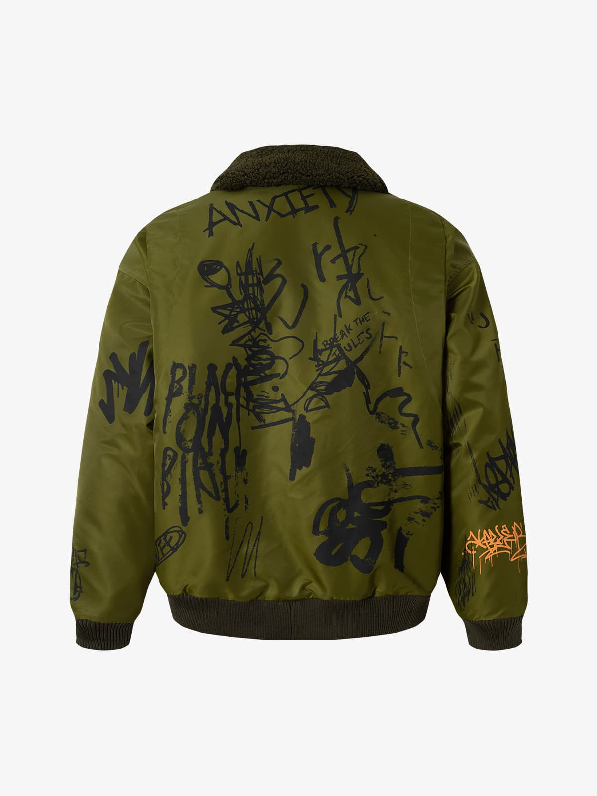 Street Graffiti Lamb Collar Flight Cotton Jacket