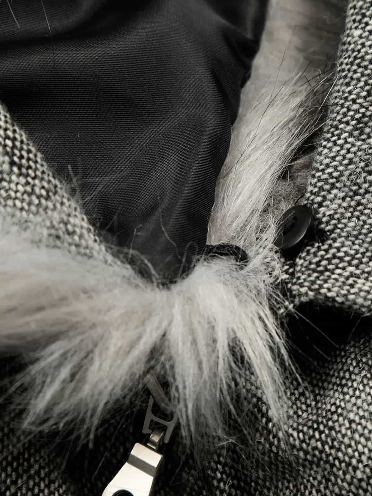 Retro Faux Fur Collar Wool Textured Zip Up Bomber Jacket