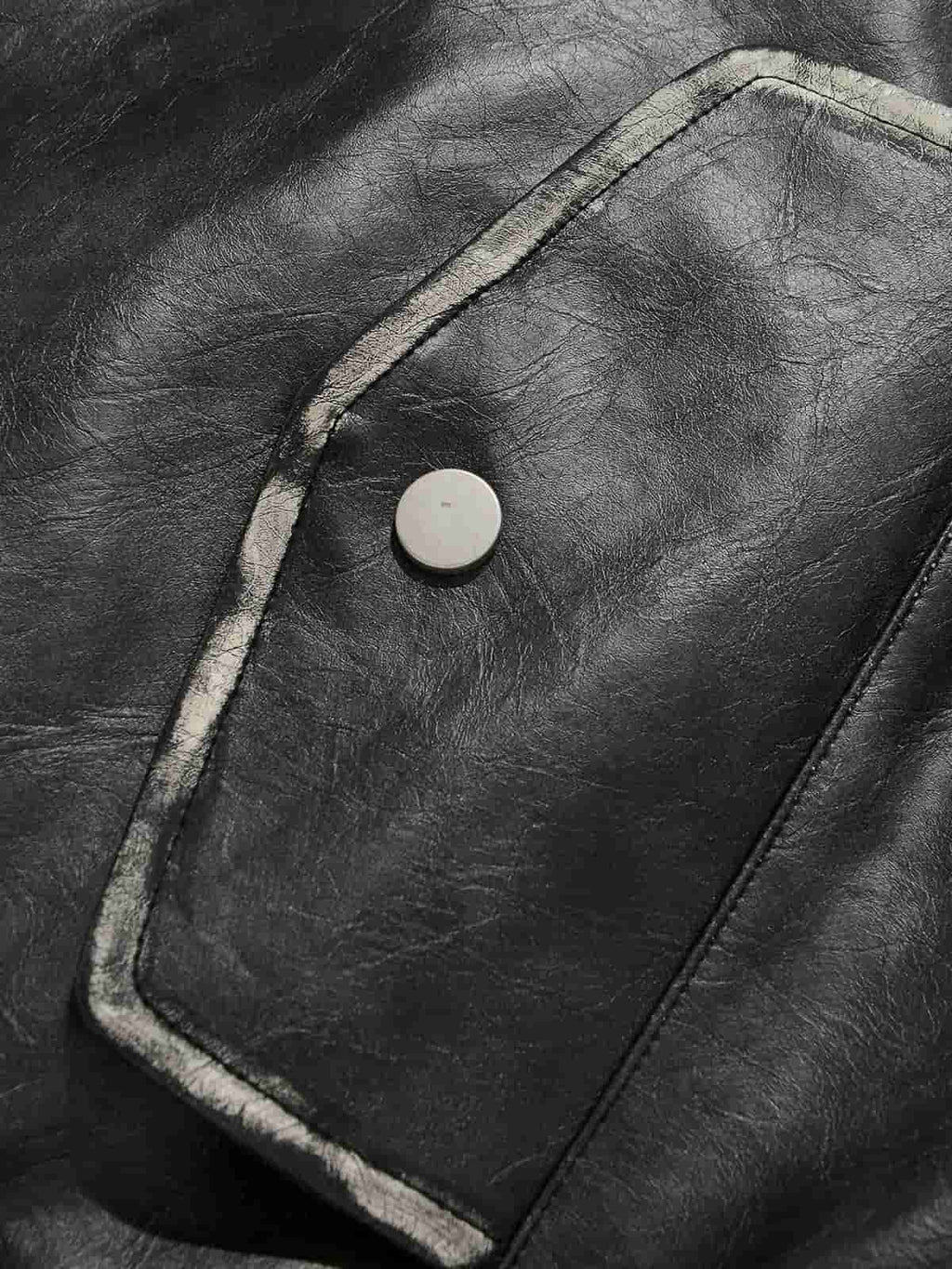 Retro Distressed Washed PU Leather Cotton Jacket