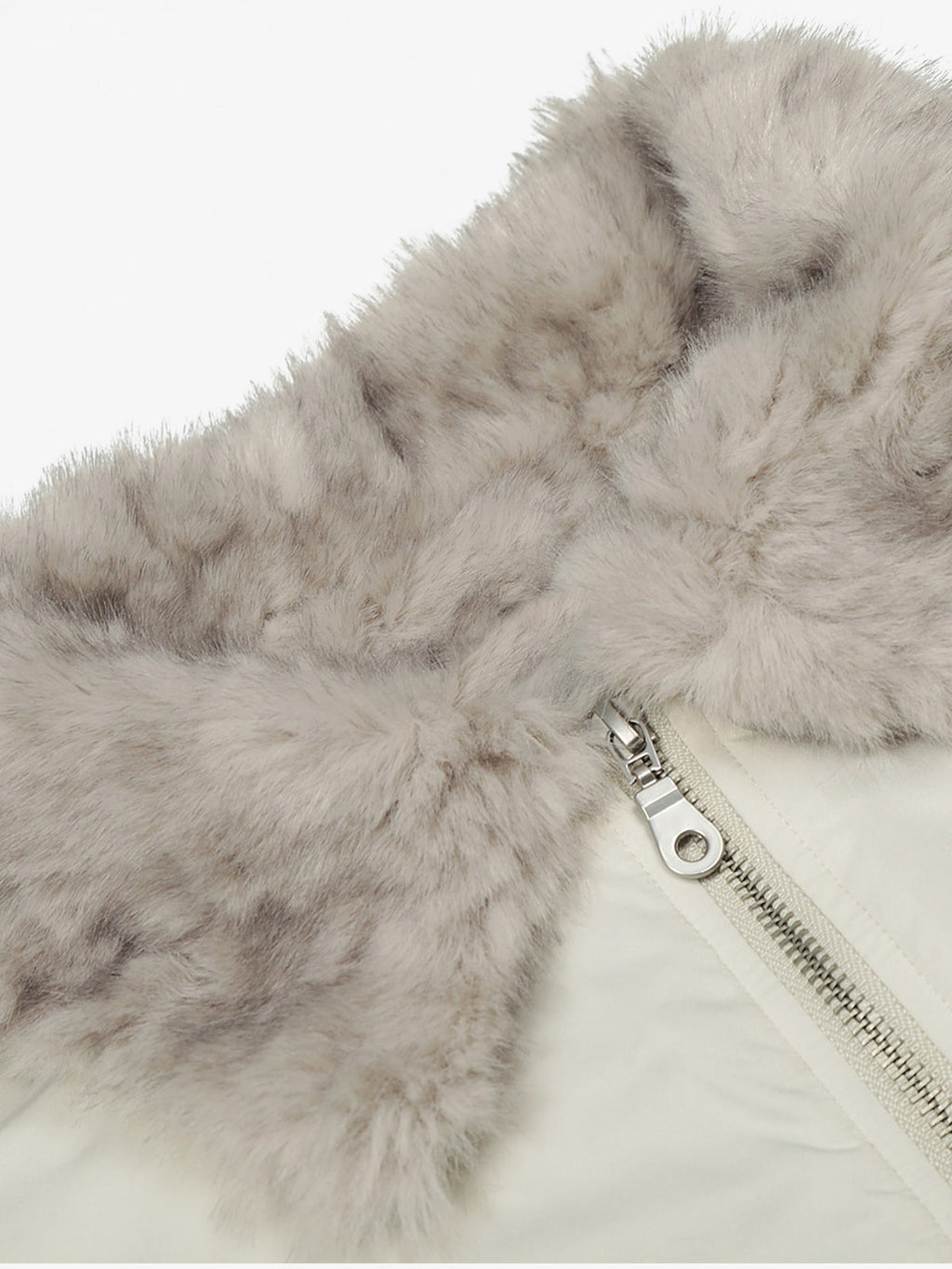 Faux Fur Collar Zipper Padded Bomber Jacket