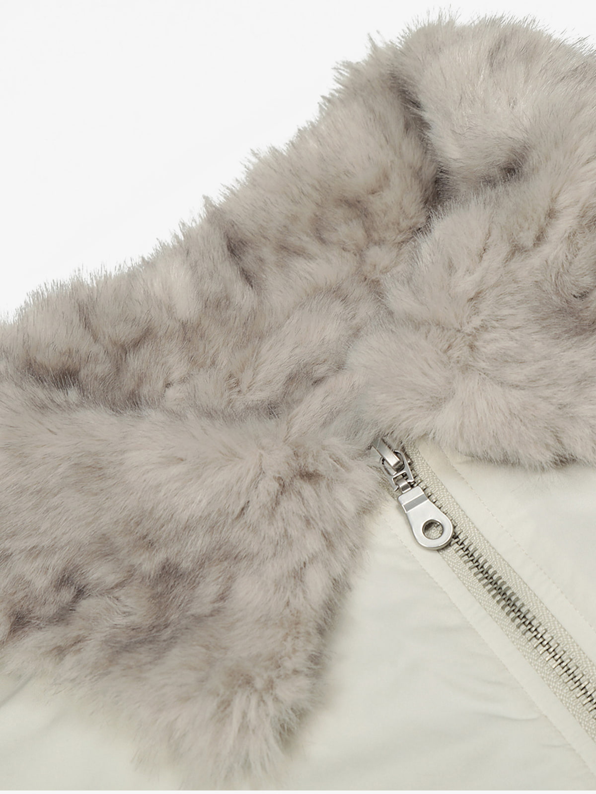 Faux Fur Collar Zipper Padded Bomber Jacket