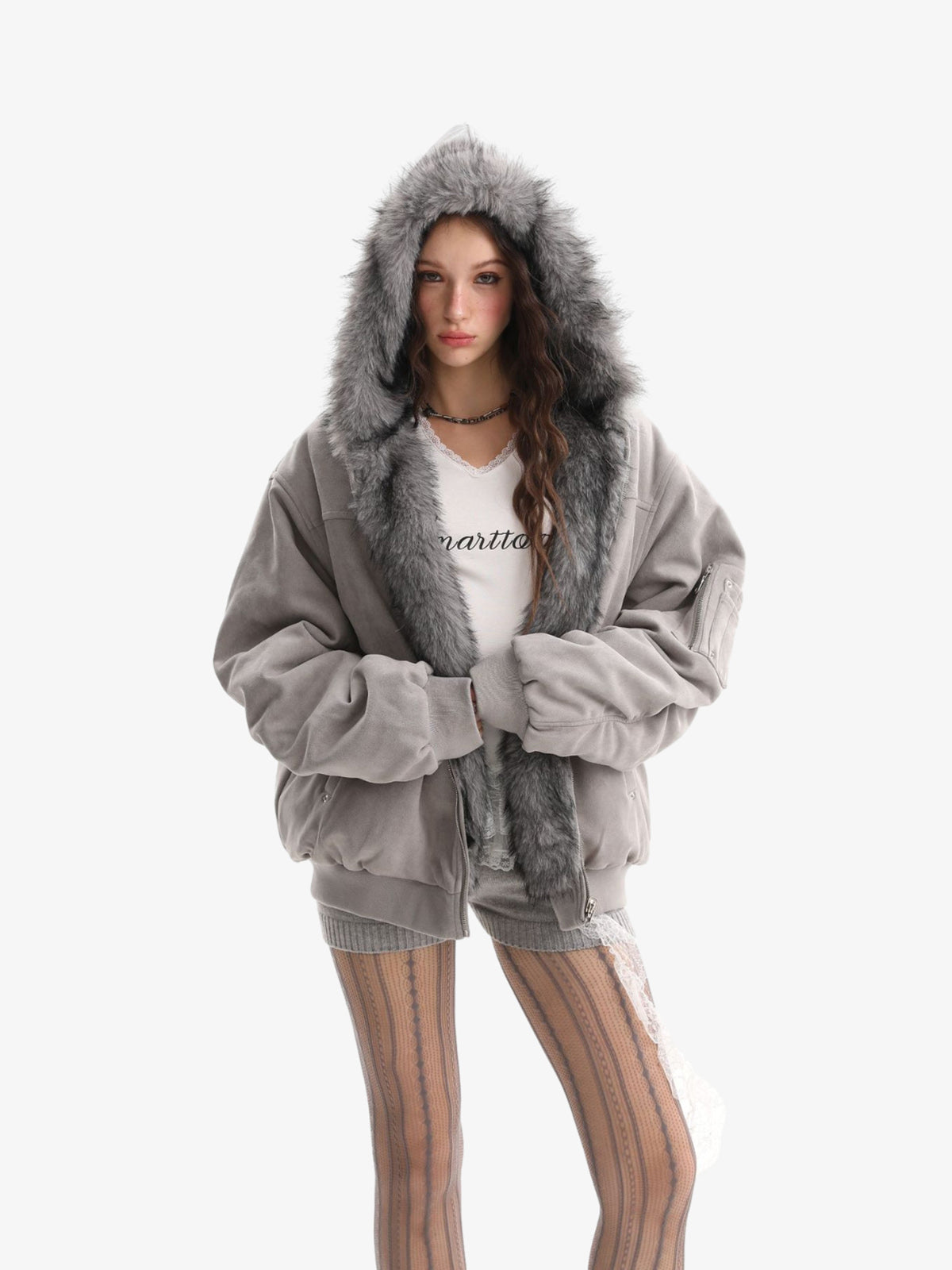 Street Fur Reversible Hooded Jacket - 2493