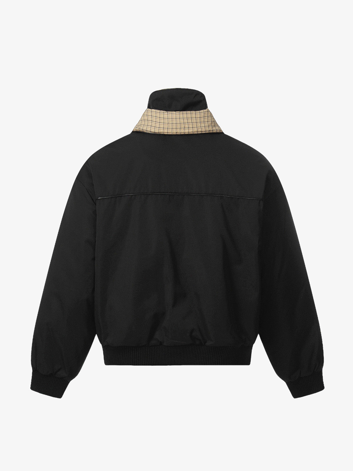 Retro Layered Look Plaid Collar Padded Jacket