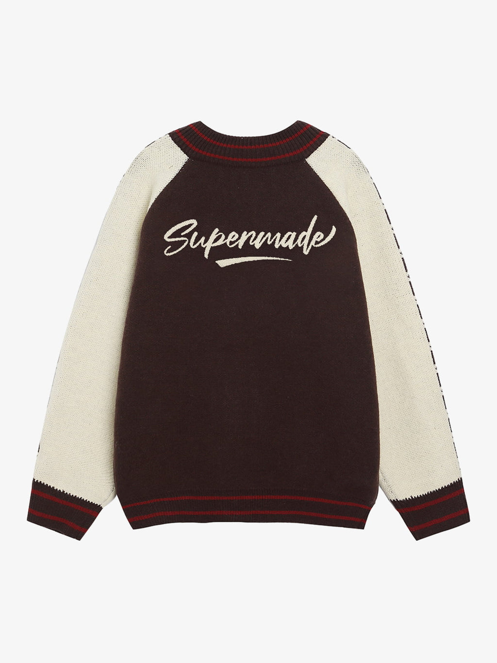 Retro Motorcycle Colorblock  Knitted Zip-up Sweater Jacket