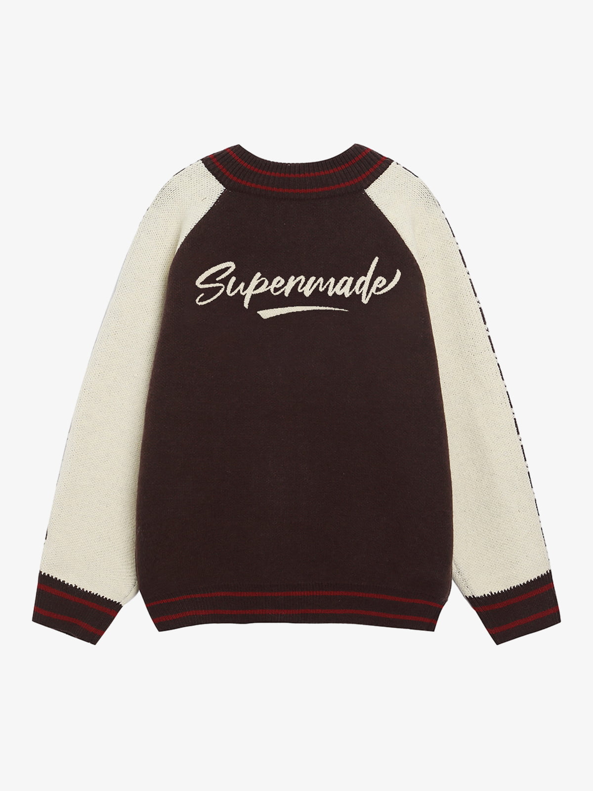 Retro Motorcycle Colorblock  Knitted Zip-up Sweater Jacket