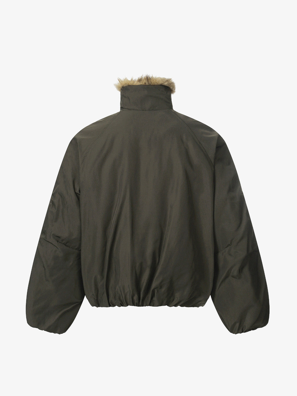 Vintage Zipper Design Fur Stand Collar Bomber Jacket