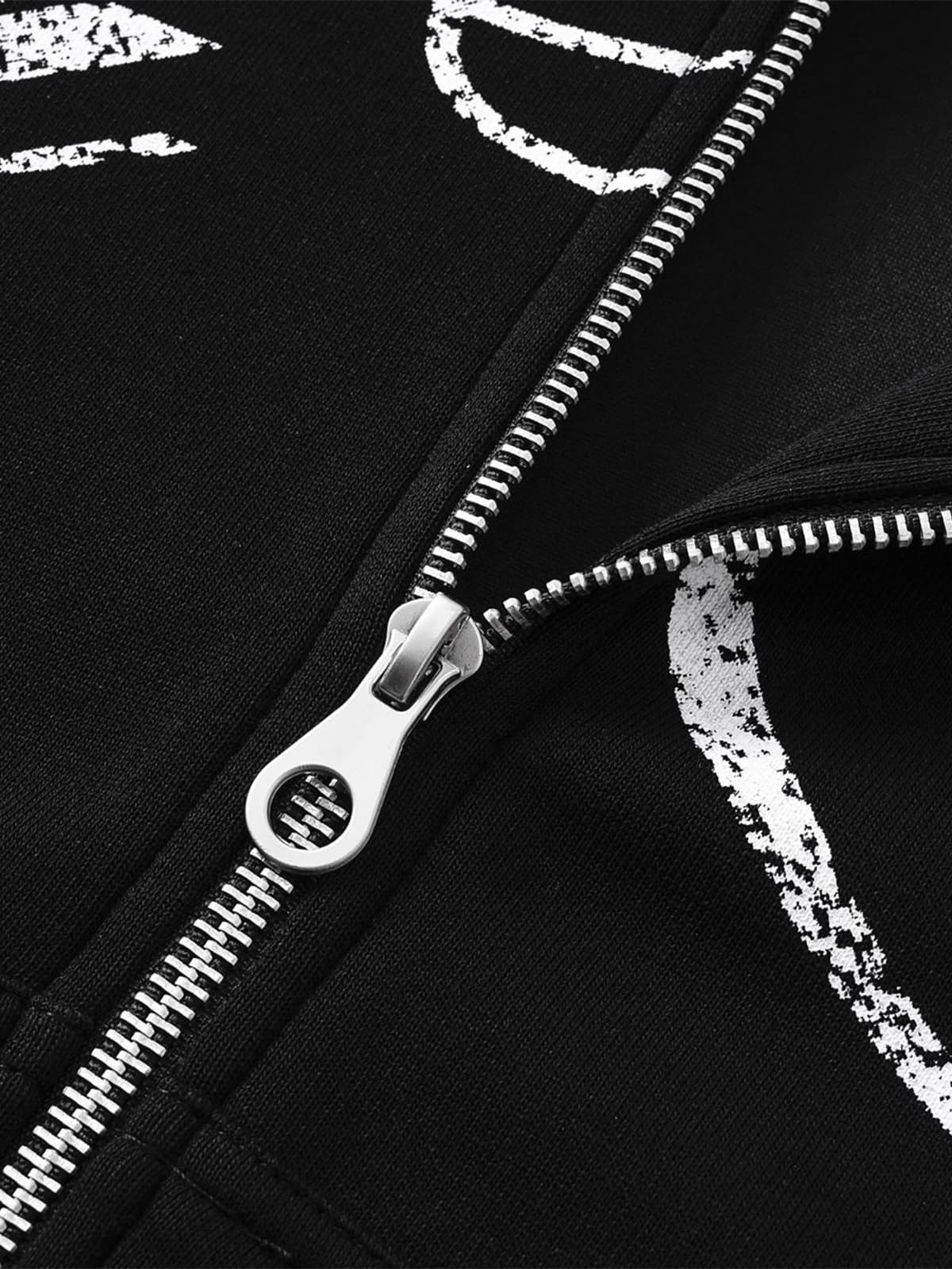 High Street Script Letter Print Zip-up Hoodie Jacket
