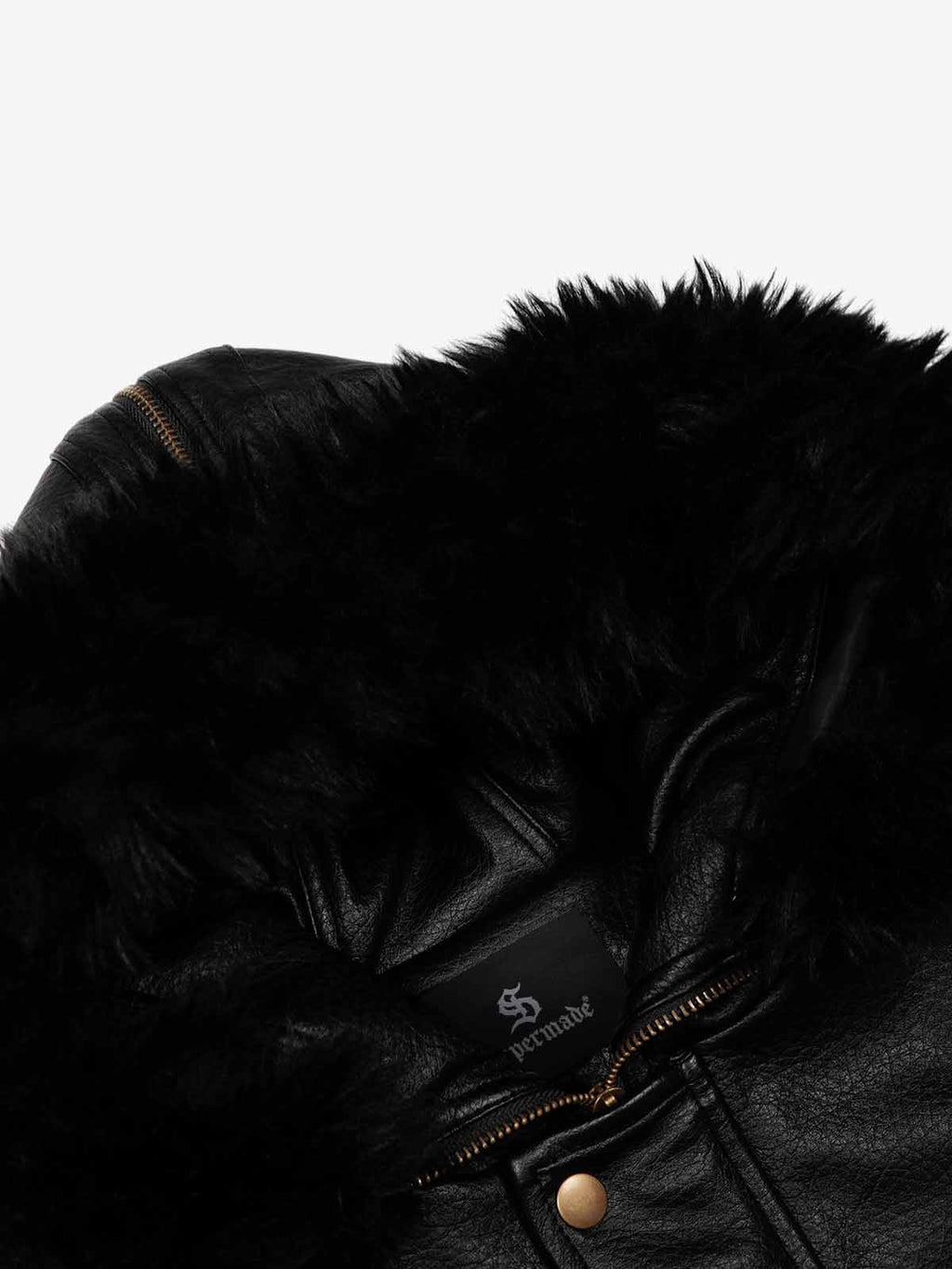 Retro Detachable Fur Collar PU Multi-Pocket Bomber Jacket