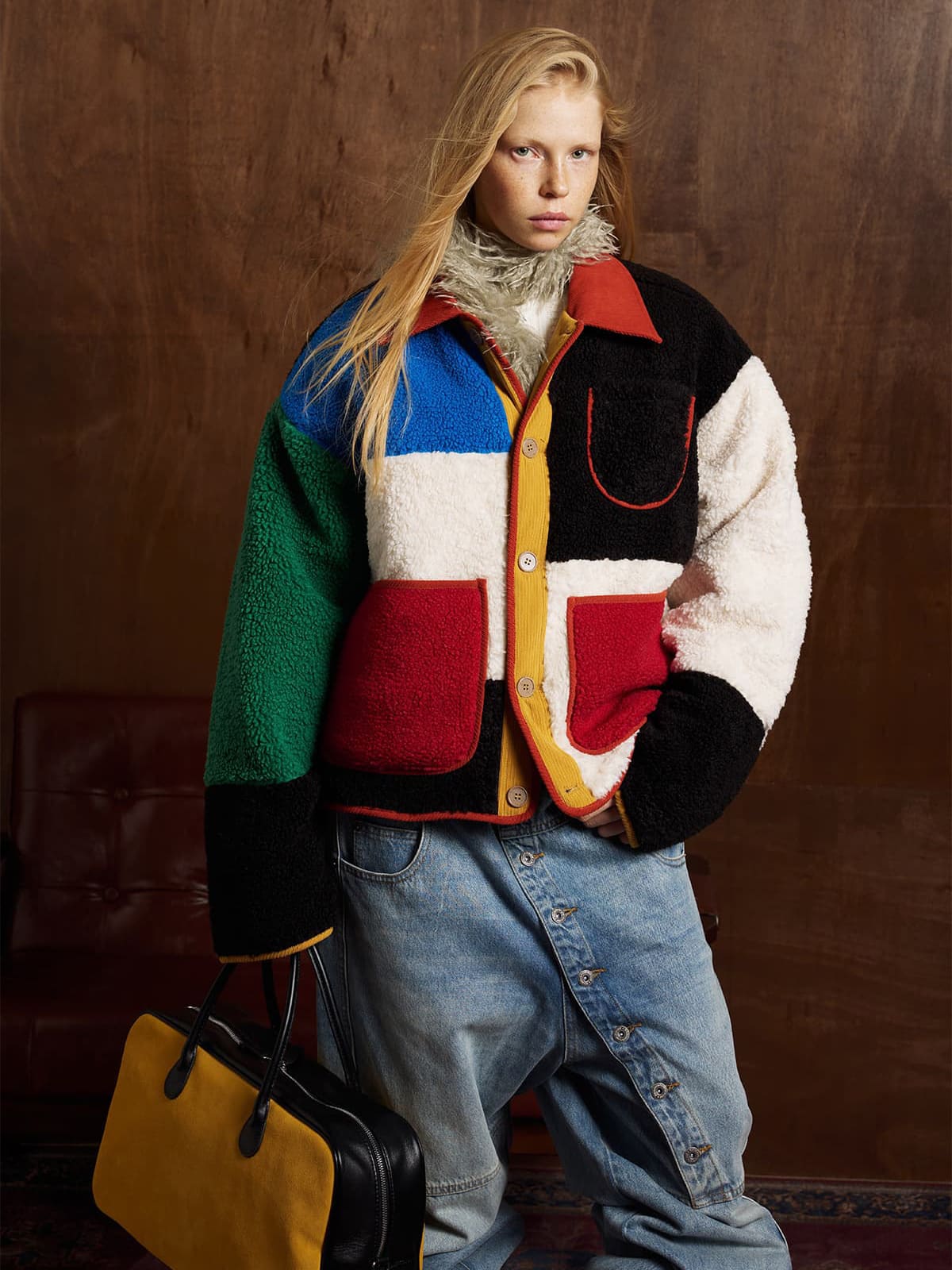 Vintage Lambswool Geometric Colorful Patchwork Jacket