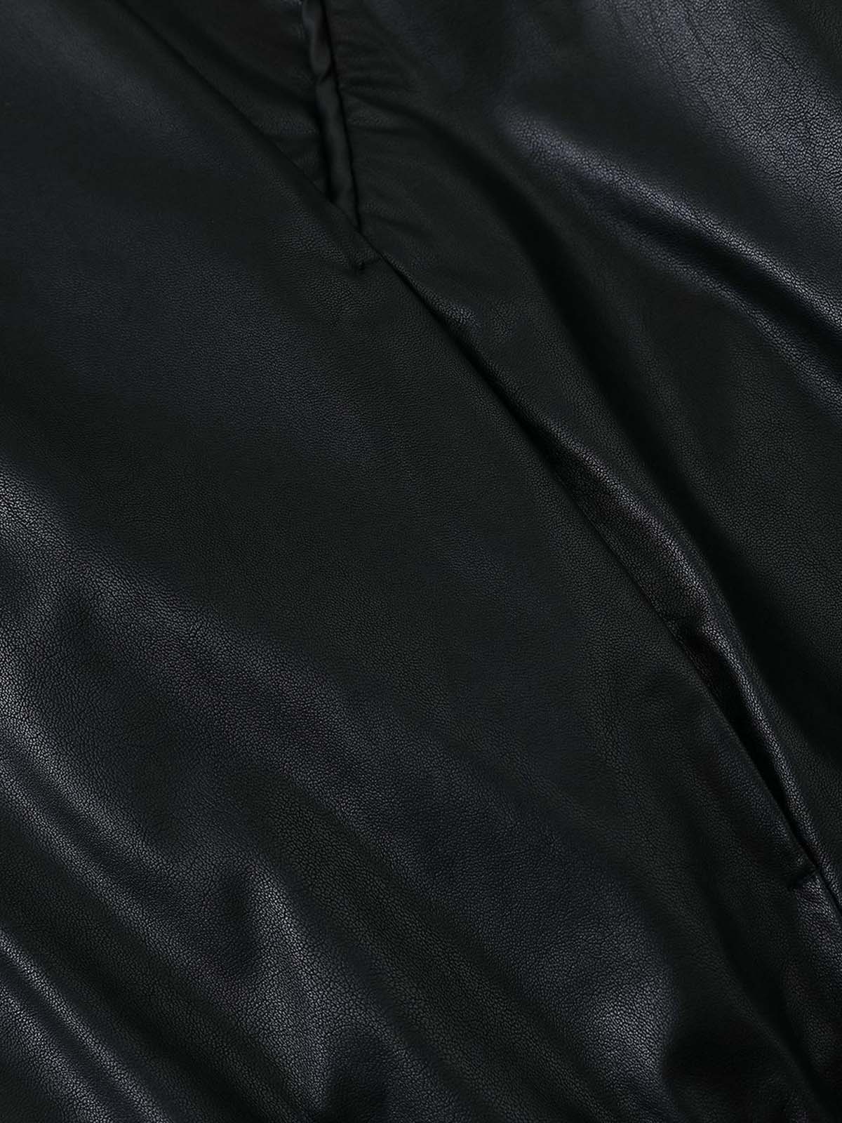 Boxy Hooded PU Leather Racing Jacket