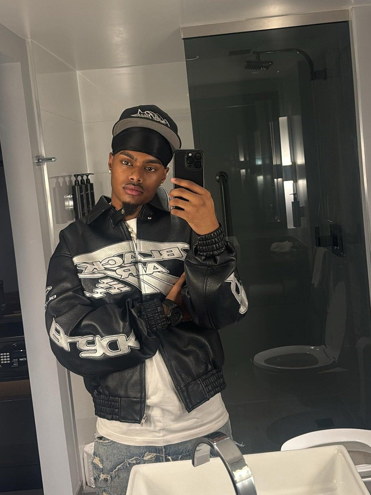 Faux Leather Vintage Street Black Air Jacket - 1821