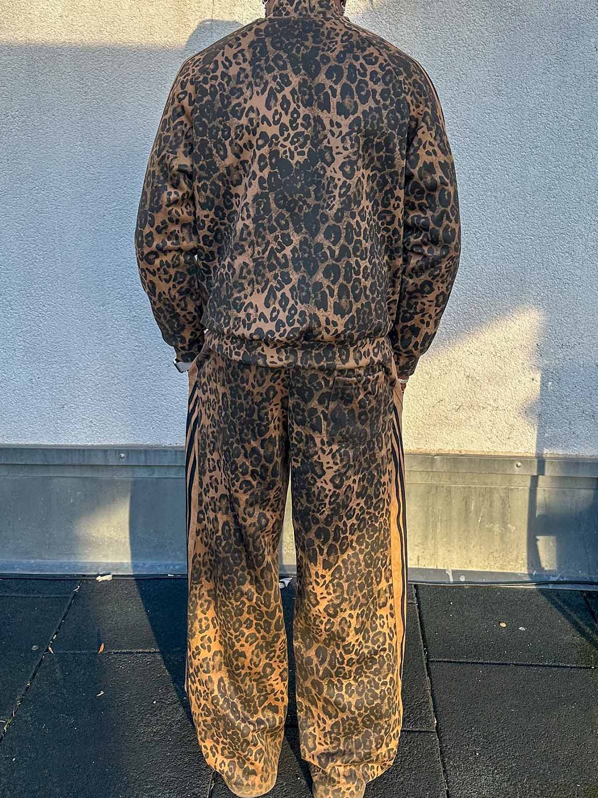 French Terry Cheetah Print Suede Tracksuit - 2277