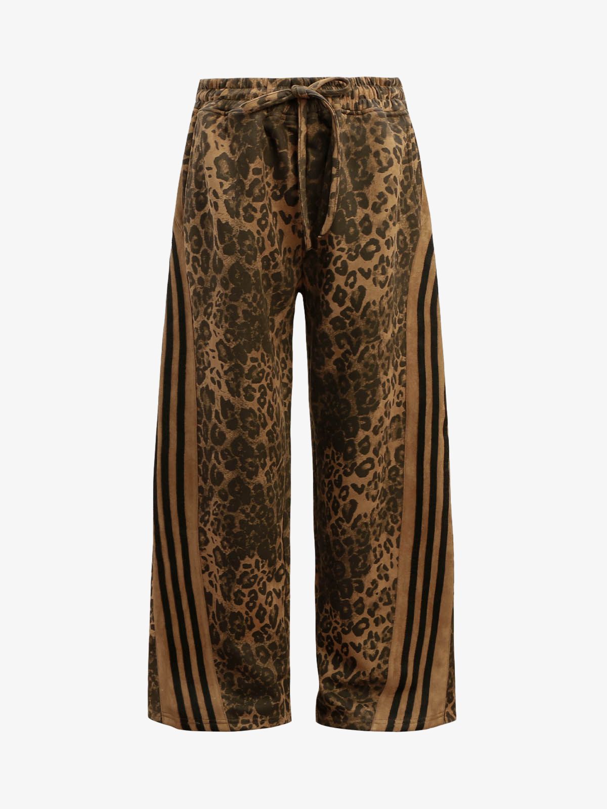 French Terry Cheetah Print Suede Tracksuit - 2277