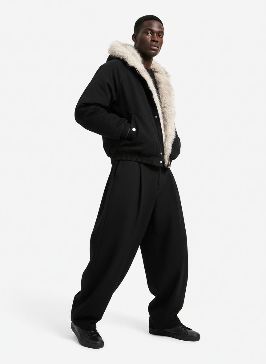 Spliced Fur Hooded Quilted Jacket - 2285