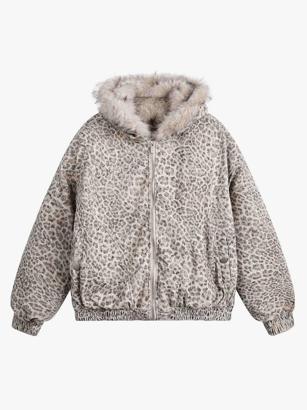 Cotton Cheetah Print Mink Fur Hooded Jacket - 2270