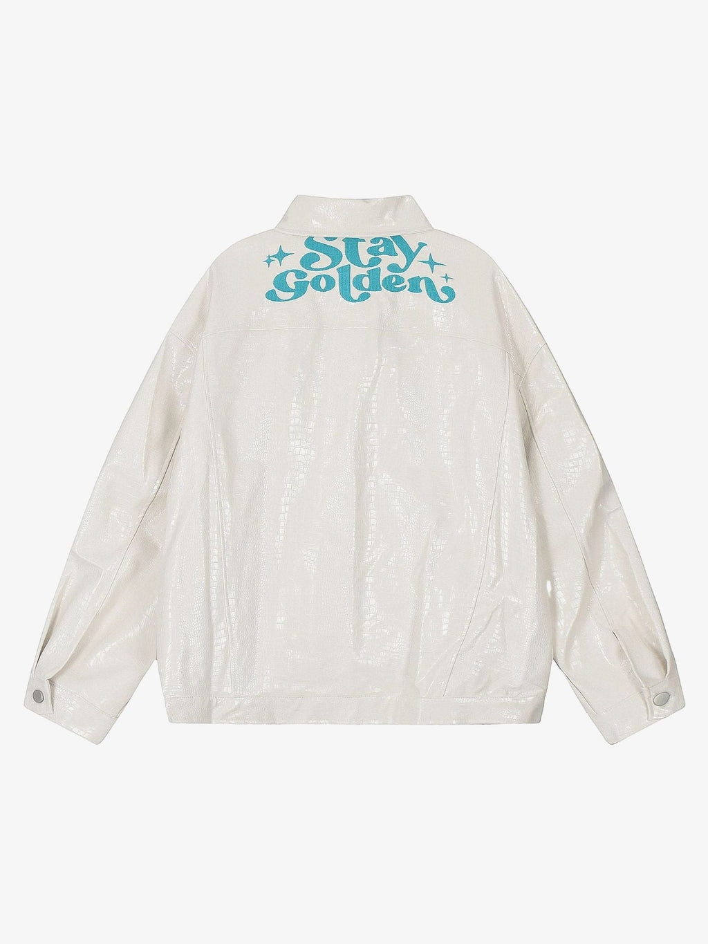 Thesupermade Star Embroidered PU Leather Jacket - 2358