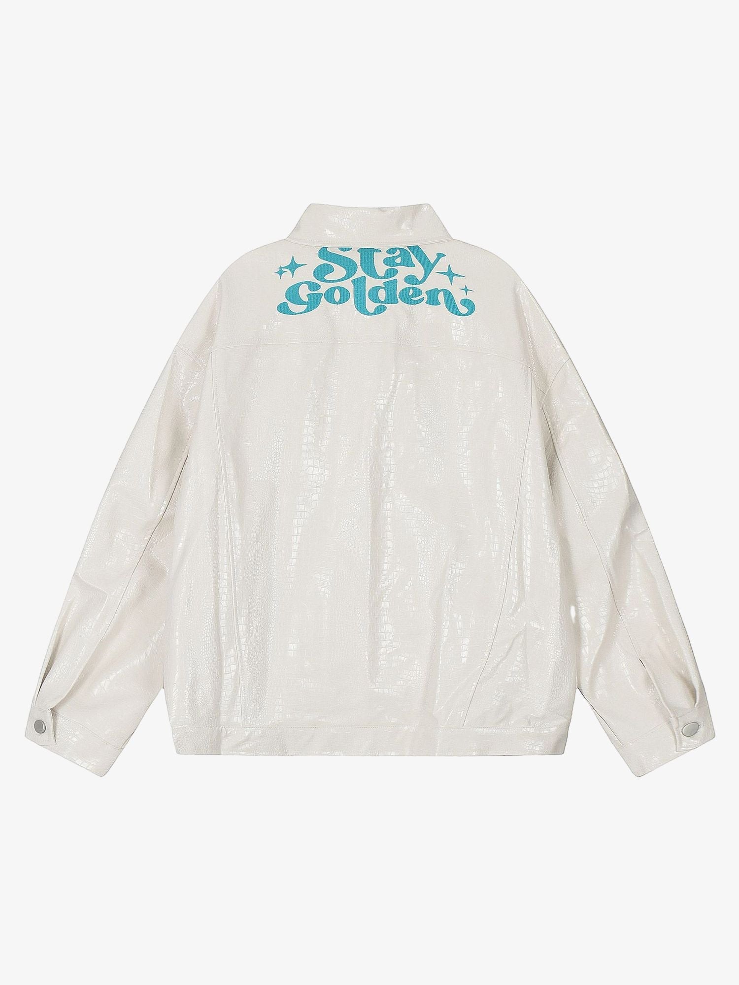 Thesupermade Star Embroidered PU Leather Jacket - 2358