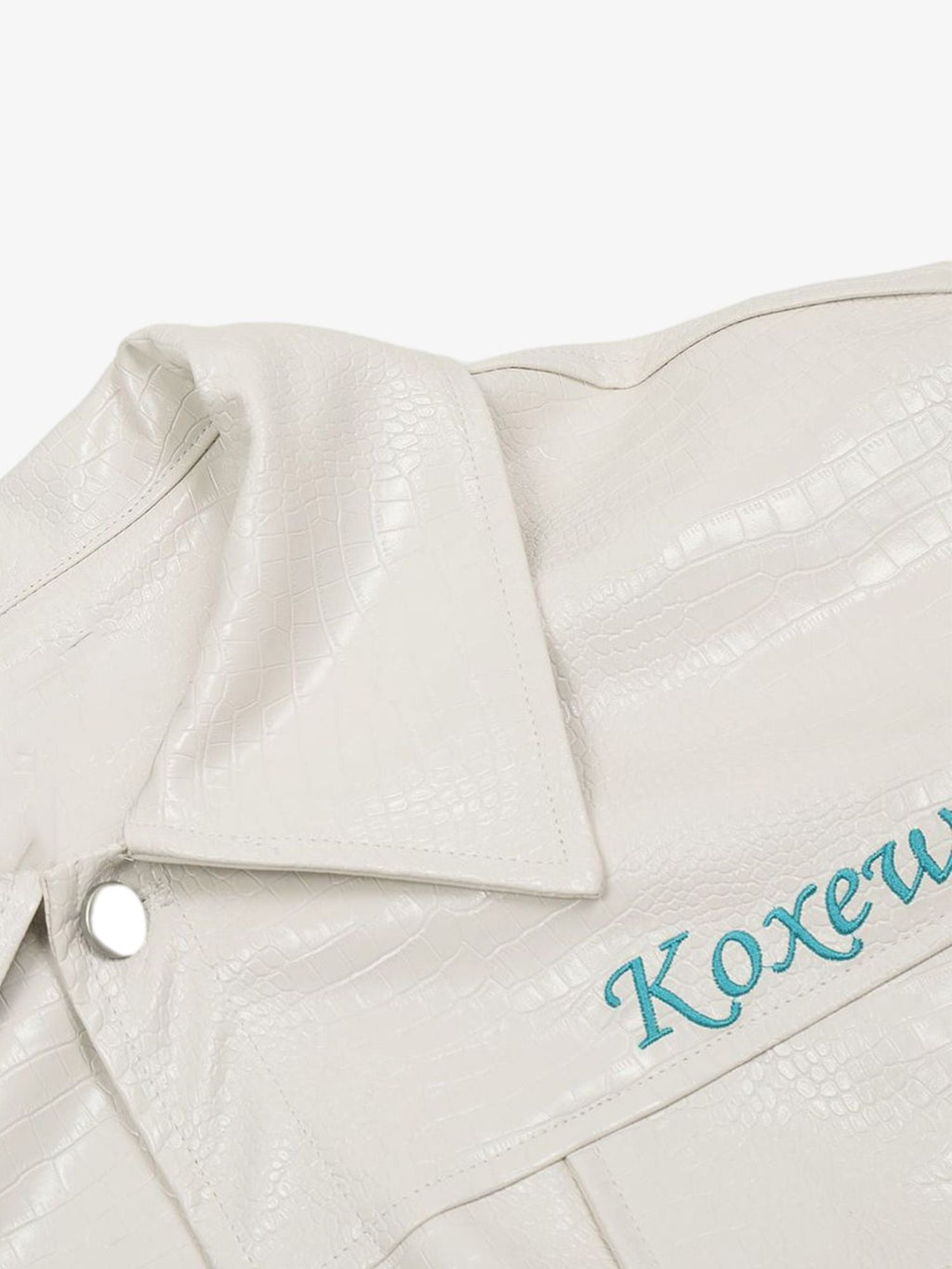 Thesupermade Star Embroidered PU Leather Jacket - 2358