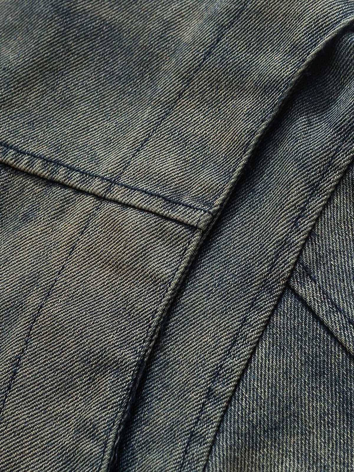 Thesupermade High Street Hip-hop Distressed Washed Denim Jacket - 2242