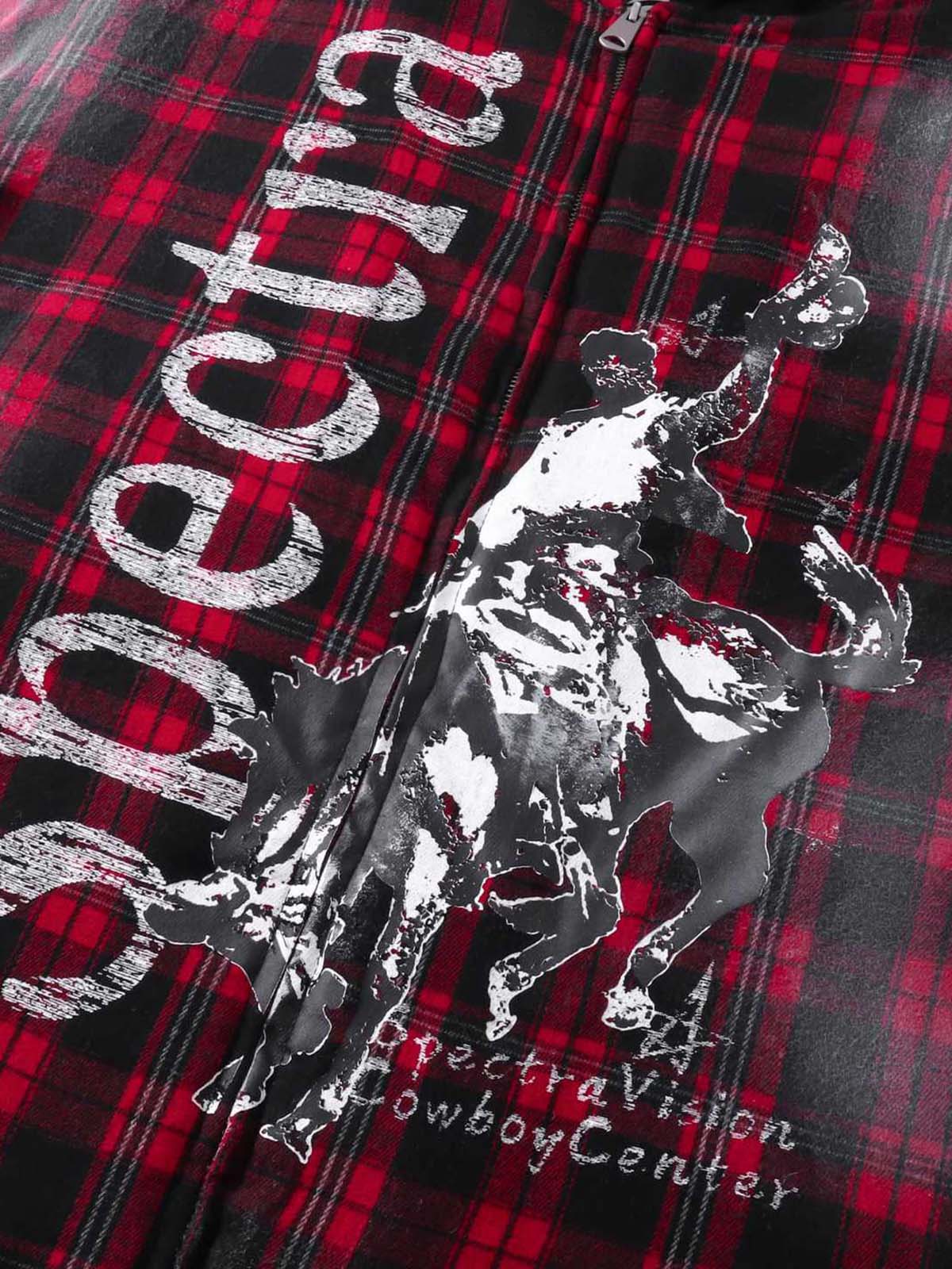 Thesupermade Dark Plaid Hooded Quilted Jacket - 2533