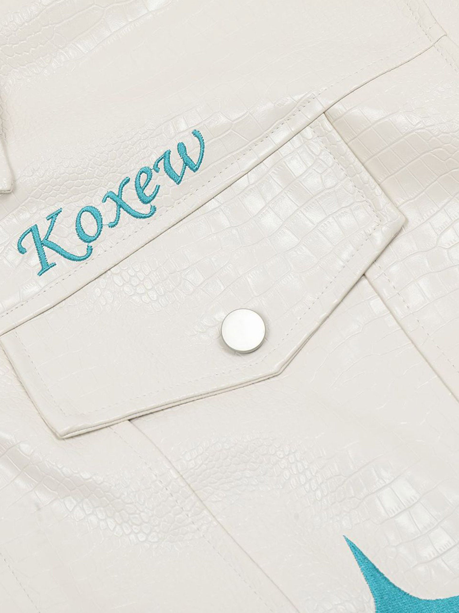 Thesupermade Star Embroidered PU Leather Jacket - 2358