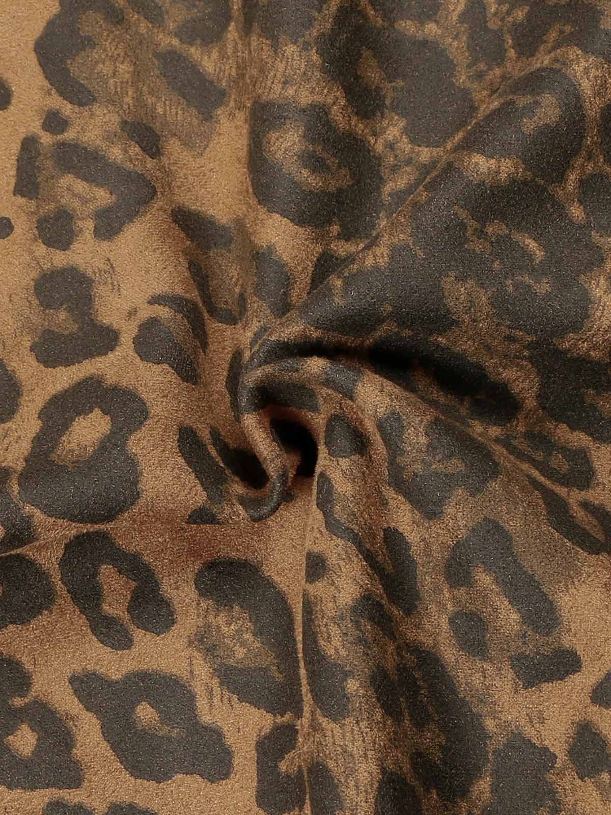 French Terry Cheetah Print Suede Tracksuit - 2277