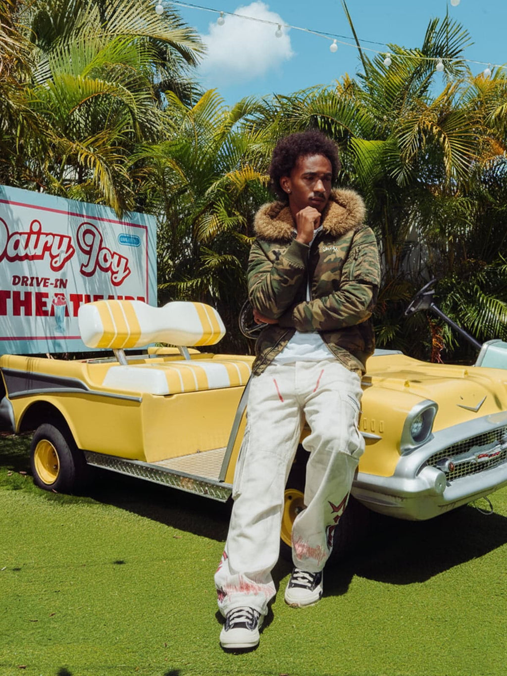 Camouflage Fur Collar Reversible Cotton Jacket - 2499