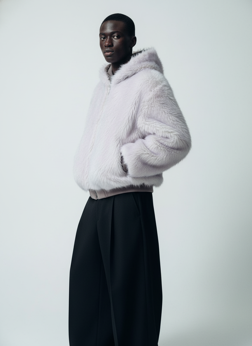 Oversized Reversible Fur Hooded Jacket - 2544